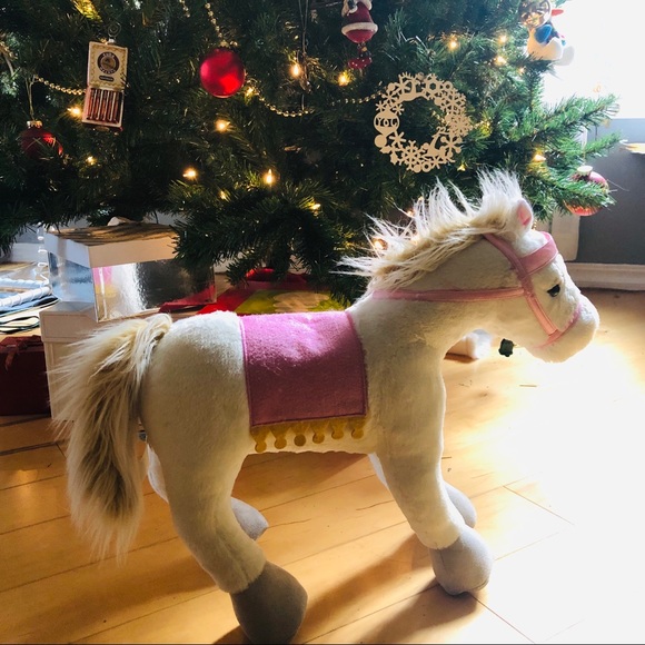 Pottery Barn Kids Plush Toy - White Pony with pink Saddle - 15” - Picture 1 of 13